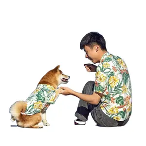 핫 봄 여름 모델 애완 동물 옷 캐주얼 비치 셔츠 인간의 개 부모 자식 의류 및 소유자 일치하는 스웨터