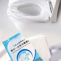 Protège-siège de toilette jetable pour hôtel et voyage, en plastique PE, entièrement enveloppant, antidérapant, hygiénique, emballage individuel