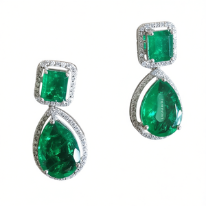 Pendientes de Gota de Esmeralda Laoyuhall, Colgante Geométrico Verde, Joyería de Aleación para Mujer, Pendientes de Moda para Fiesta con Engaste de Garra - Product Image 1