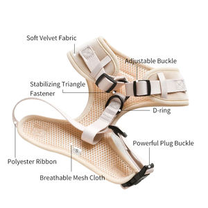 Navidad Alta Calidad recién llegado lujo grande ajustable estampado personalizado patrón terciopelo mascota perro arnés Correa plomo Collar conjunto - Product Image 2