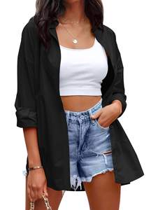 Camisas con botones para mujer, camisas de vestir, blusa de manga larga sin arrugas, Túnica informal de trabajo de oficina sólida - Product Image 5