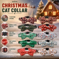 Collier de Noël pour chat avec imprimé Bonhomme de neige, Père Noël et Homme en pain d'épices, double nœud papillon, boucle de sécurité détachable, réglable pour chaton