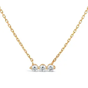 Collana di diamanti a tre pietre placcati in oro 14 carati con gioielli in argento sterling Milskye