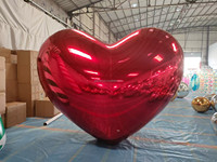 Glanzende Reus Hartvormige Spiegelbal Drijvende Valentijn Decoratie Opblaasbare Reclameballon Voor Feesten