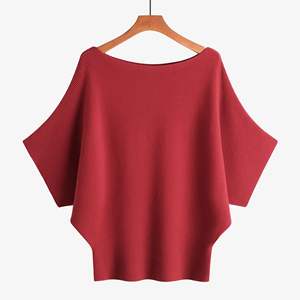 <span class=keywords><strong>Pull</strong></span>-over côtelé ample à manches courtes et <span class=keywords><strong>col</strong></span> <span class=keywords><strong>bateau</strong></span> pour femme, style coréen, en tricot épais - Product Image 2