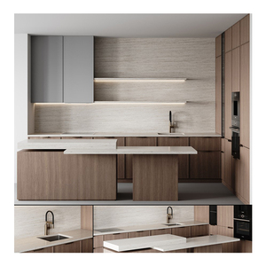 Tùy Chỉnh Tùy Chọn Gỗ Bền Màu Laminate Tường Treo Cao Mỏng Shaker Modular Bồn Rửa Nhà Bếp Tủ Lưu Trữ - Product Image 5