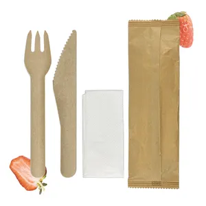 Zero Waste Set peralatan makan, alat makan kertas 100% ramah lingkungan, pisau garpu sendok, Set peralatan makan katering