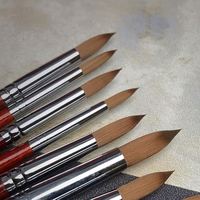 Pinceau à ongles en acrylique Kolinsky 2/4/6/8/10/12, manche en bois rouge, pinceau pour gel constructeur, pinceau de manucure, outils de dessin, outils de manucure