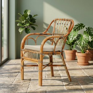 Balcony Skin <b>Armchair</b> Handmade Rattan Stylish Comfortable for Living Room Apartment Hotel Indoor Outdoor Use Handwoven - Product Image 3