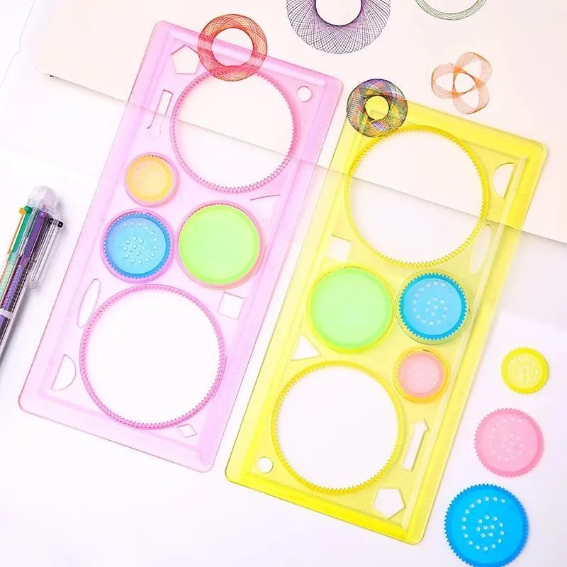 Painting Multi-function Interesting Puzzle Spirograph Children Drawing Plastic Ruler Improve Start Work Ability Kids Art Craft