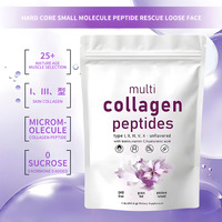 Poudre de peptides de collagène hydrolysé nourri à l'herbe, types I, II, III, V, X, avec biotine, vitamine C et acide hyaluronique pour la peau, les cheveux, les ongles et les articulations
