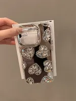 Coque de téléphone de luxe brillante en forme de cœur avec miroir pour iPhone 18 17 16 15 Pro Max 16 Pro 13 11 12, en acrylique scintillant avec strass