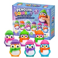 Juguete de pingüino de Navidad para apretar, de TPR, con bufanda y gorro, juguete blandito de pingüino de rebote lento, juguete sensorial antiestrés, decoraciones de escritorio