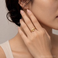 Bague ajustable en argent sterling 925 plaqué or avec finition abstraite mate, hypoallergénique, bijoux minimalistes de luxe pour femmes