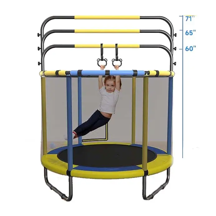 Rede segura de espuma para crianças, conjunto de mini trampolim de basquete para crianças de 60 polegadas e 5 pés, trampolim interno para crianças