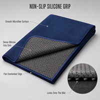Serviette de yoga antidérapante en silicone, microfibre absorbante, écologique, unisexe, toucher doux simili daim pour le yoga chaud et les cours de Pilates