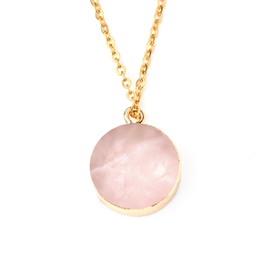 <span class=keywords><strong>Pendentif</strong></span> rond en pierres <span class=keywords><strong>semi</strong></span>-précieuses naturelles, avec <span class=keywords><strong>pendentif</strong></span> rond en acier inoxydable, collier en or véritable 18k, prix d'usine - Product Image 3