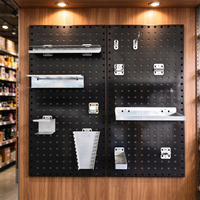 Crochet porte-outils métallique avec trou de fixation, plaque de fixation murale pour panneau perforé, étagère de rangement sous évier