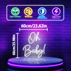 Panneau néon LED « Oh baby » en acrylique, lettres géantes personnalisables, lumière néon pour la maison et les bâtiments, lumière de fête nocturne, bande LED - Product Image 4