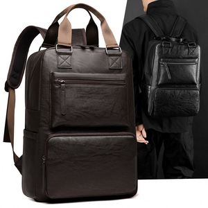 Sac à dos imperméable pour homme, grande capacité, en cuir, pour ordinateur portable, décontracté, professionnel, avec fermeture éclair, sac à dos scolaire - Product Image 1