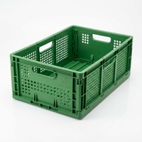 Caisse à fruits pliable Huidu 600x400x150mm |   Panier à légumes pliable de qualité alimentaire |   Bac de manutention agricole ventilé en plastique