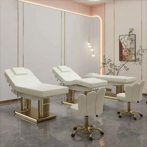 Table et chaise de massage de luxe pour salon de beauté, en acier inoxydable doré, mobilier d'esthéticienne moderne, lit de <span class=keywords><strong>spa</strong></span> électrique à 4 moteurs pour extensions de cils - Product Image 6