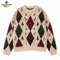 Pull tricoté personnalisé ODM/OEM pour homme, motif Argyle de Noël, flocon de neige, sapin, houx, anti-plis, anti-rétrécissement