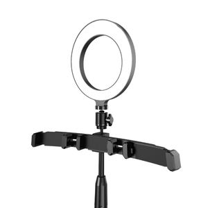 Soporte de Teléfono Móvil KAKU para Transmisión en Vivo con Anillo de Luz, Rotación de 360°, Soporte de Escritorio para 3 Teléfonos Celulares para Tiktok y <span class=keywords><strong>Facebook</strong></span> - Product Image 1