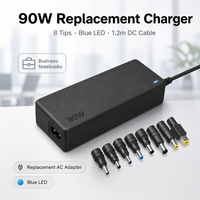 Adaptateur secteur universel THEONE 90W pour ordinateur portable avec 8 prises interchangeables 15V-20V certifiées CE CB GS CULus CETLus, directement de l'usine