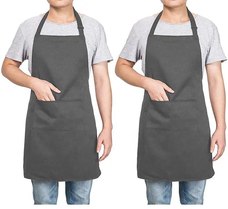 Grembiule da cucina con Logo stampato personalizzato all'ingrosso per grembiule da cuoco in poliestere di cotone impermeabile a sublimazione dello Chef