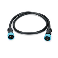 Câble circulaire mâle-mâle 7 broches IP67 à verrouillage par torsion, anneau cyan, 3 broches grandes, 4 broches petites, broches dorées, FT1 80C 300V pour applications industrielles OEM