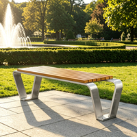 Banc de patio scolaire en métal et bois au design moderne, structure en acier inoxydable, durable, écologique, résistant à l'eau, mobilier d'extérieur pour parc
