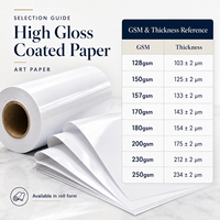 Direkt vom Hersteller: Hochglanz-Beschichtetes Kunstdruckpapier in Rollen, 128-250g/m², für Kommerziellen Druck und Verpackung, Individuelle Breiten Verfügbar