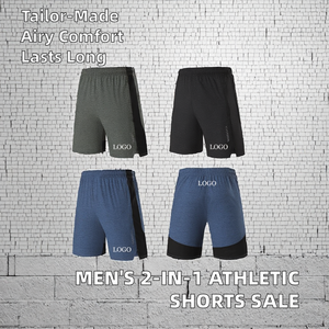 Shorts de sport 2-en-1 en satin pour hommes, personnalisables, avec cordon de serrage, respirants, taille mi-haute, imprimés – Grande Vente - Product Image 2