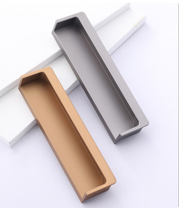 Aluminum <strong>Matt</strong> <strong>Black</strong> Gray Silver Drawer Pulls Embedded Invisible Dark <strong>Door</strong> Handle Push-Pull Bedroom Living Room Hotel Basement - Product Image 2