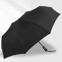 गर्म बिक्री उच्च गुणवत्ता Windproof 8 हड्डी Mens निविड़ अंधकार यात्रा अनुकूलित पूर्ण काले 3 गुना छाता स्वत:
