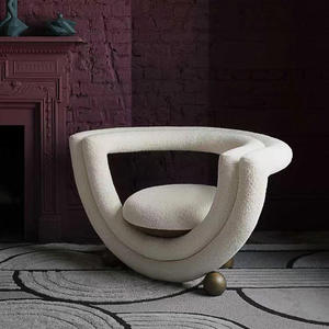 เก้าอี้พักผ่อนขนแกะดีไซน์หรูหรา โครงโลหะ ทันสมัย เหมาะสำหรับห้องนั่งเล่น โรงแรม วิลล่า และโกดัง - Product Image 4