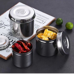 Stainless Steel Food Container Cylindrical With Lid For <b>Storage</b> <b>Kitchen</b> Use - Product Image 1