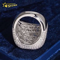 Bague Moissanite Iced Out en Argent 925, Sertie de Baguettes Carrées et Pavées, Style Hip Hop Bling, Bijou de Fête, Cadeau