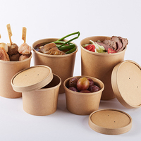 Boîte ronde en papier kraft élégante pour pâtisseries, pâtes, pizza, boîte bento, écologique, jetable, recyclable, bols en papier