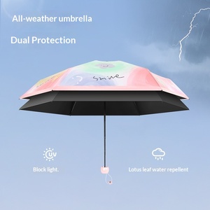 50% Discount Cute for Face Black Rubber <b>Sunscreen</b> Portable Dual-use Sun Umbrella Business Gifts Advertising Manufacturers - Product Image 3