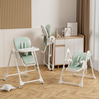 Chaise haute multifonction pour bébé, pliable, en plastique et PU, hauteur et dossier réglables, ceinture de sécurité à 5 points, pour les enfants de 0 à 12 ans et de 2 à 4 ans