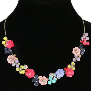 Flower <b>Necklace</b> Resin Zinc Alloy Crystal Rhinestone Women's Party Jewelry Bohemian Style <b>Statement</b> Neckpiece - Product Image 2