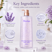 Gel Douche Lavande Bio OEM Éclaircissant Parfum Rafraîchissant Longue Durée Microcapsules Violette Apaisant Exfoliant