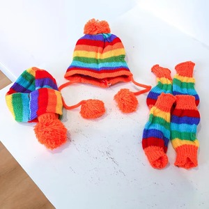Ensemble trois pièces en acrylique pour animaux de compagnie : costume mignon pour chat et chiot, idéal pour l'automne, l'hiver et toutes les saisons, avec écharpe, couvre-pattes et chapeau - Product Image 2