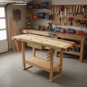 Banc de travail en bois de 55 pouces avec jeu de pinces à mâchoires pour garage, atelier et usage domestique - Product Image 2