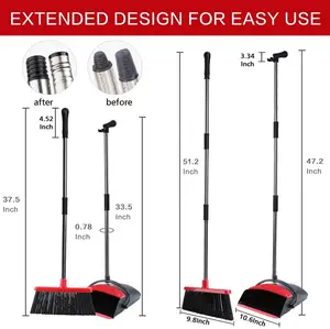 Home Cleaning Supplies Kitchen Brooms And Stand Up Dust Pan Magic Combo Set With Long Handle Broom And Dustpan