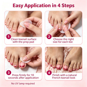 160 faux ongles de pieds carrés nude en ABS, à pression, couvrance totale, réutilisables, pour pédicure - Product Image 4