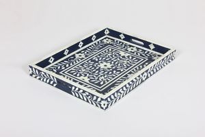 Bandeja rectangular de lujo con incrustaciones florales para servir comida, bandeja de mopa para exhibición de comida, concha de Capiz para boda y restaurante - Product Image 5