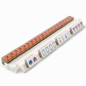 Mahjong américain 160 pièces 32 mm en acrylique avec dos imitation bois, avec tapis <span class=keywords><strong>marocain</strong></span> orange et vert, en stock, <span class=keywords><strong>jeu</strong></span> de club pour 4 joueurs - Product Image 5